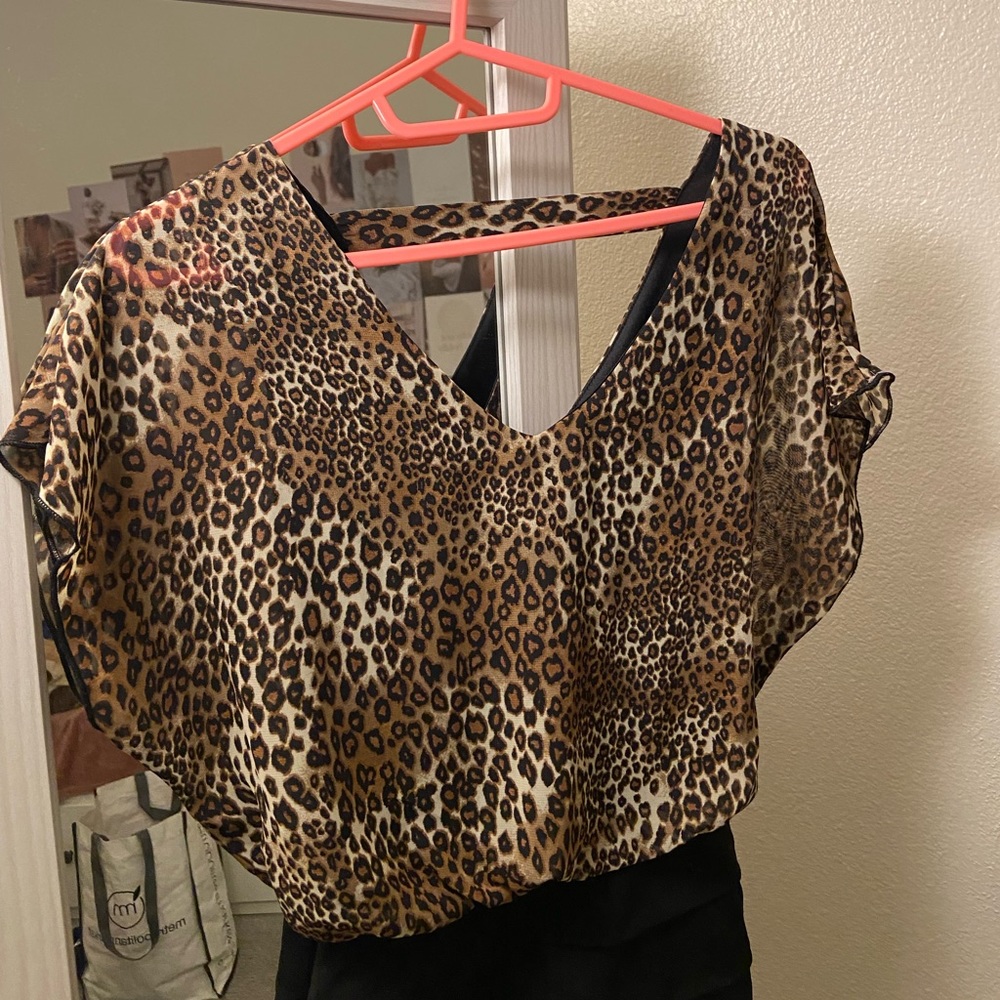 Leopard-pattern dress. Size small. Made in Indonesia